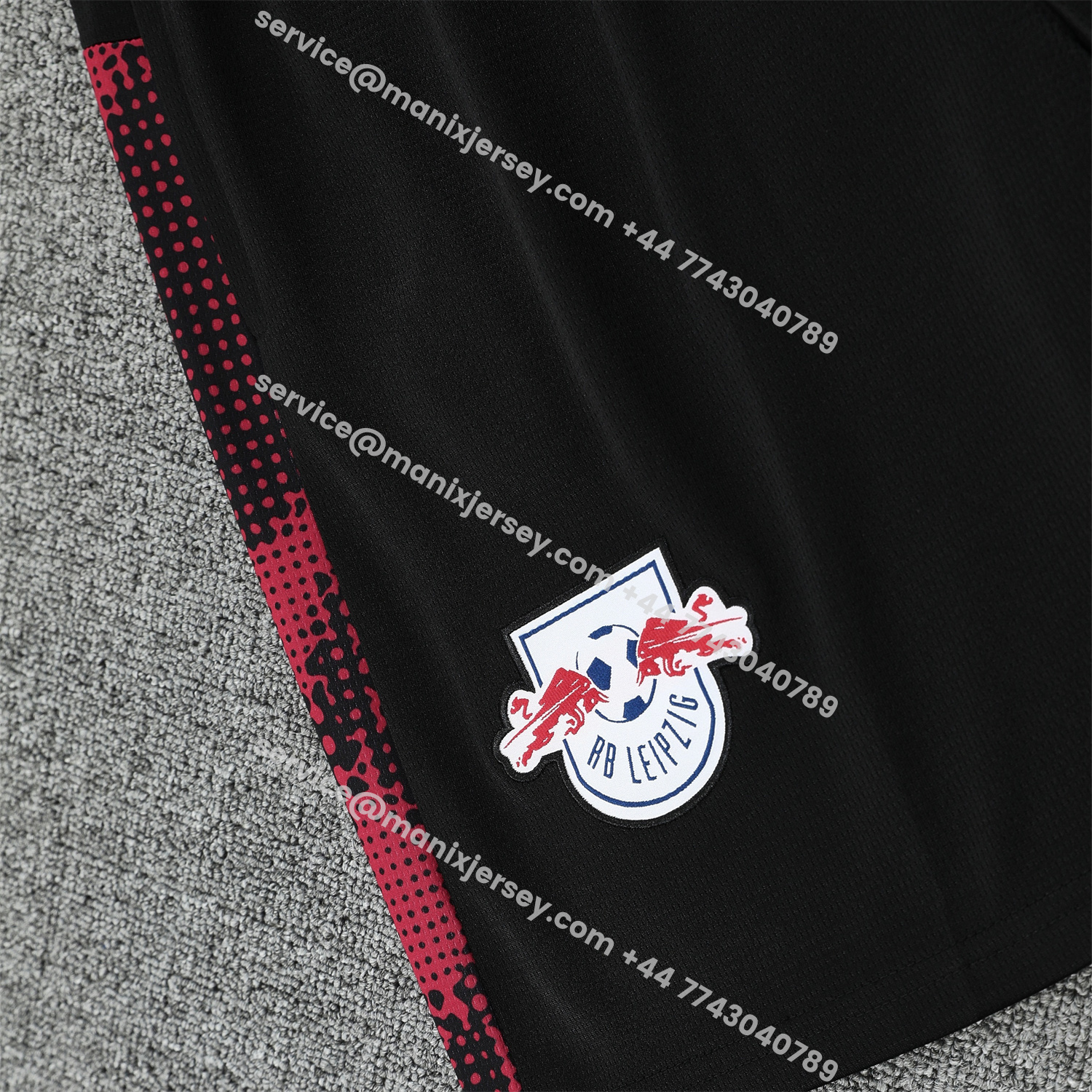 ManixJersey.com | RB Leipzig 25-26 Short-Sleeve Training Set- Red Top & Black Shorts -Customize Name, Number and Patch | Worldwide Shipping