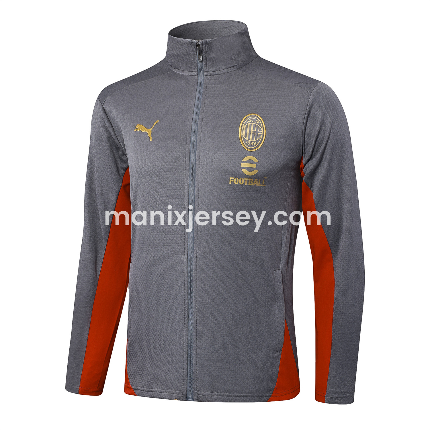 ManixJersey.com | AC Milan 25-26 Jacket Training Tracksuit - Grey top & Grey Pants -Customize Name, Number and Patch | Worldwide Shipping