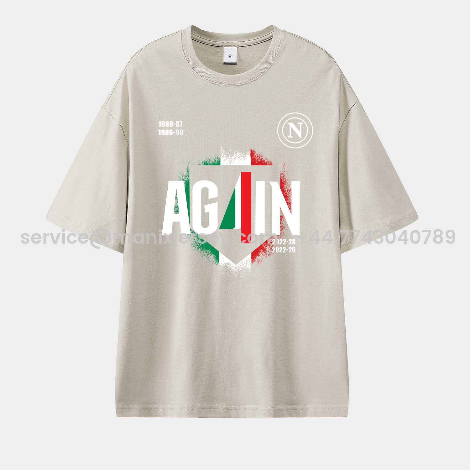 ManixJersey.com | Napoli AG4IN 2025 Unisex Pure Cotton T-shirt -Customize Name, Number and Patch | Worldwide Shipping