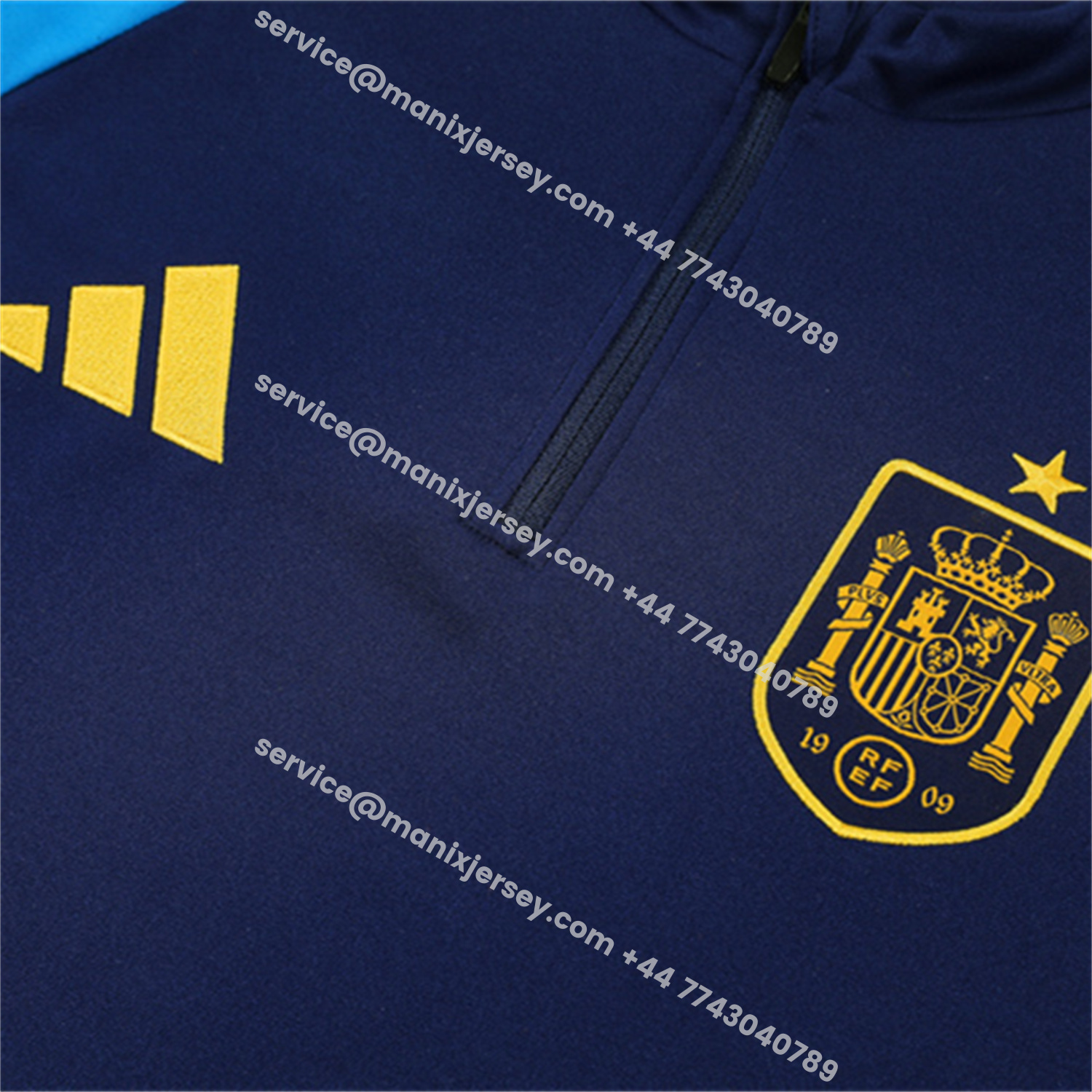 ManixJersey.com | Spain 2026 Long Sleeve Training Set - Royal Blue Top & Pants -Customize Name, Number and Patch | Worldwide Shipping