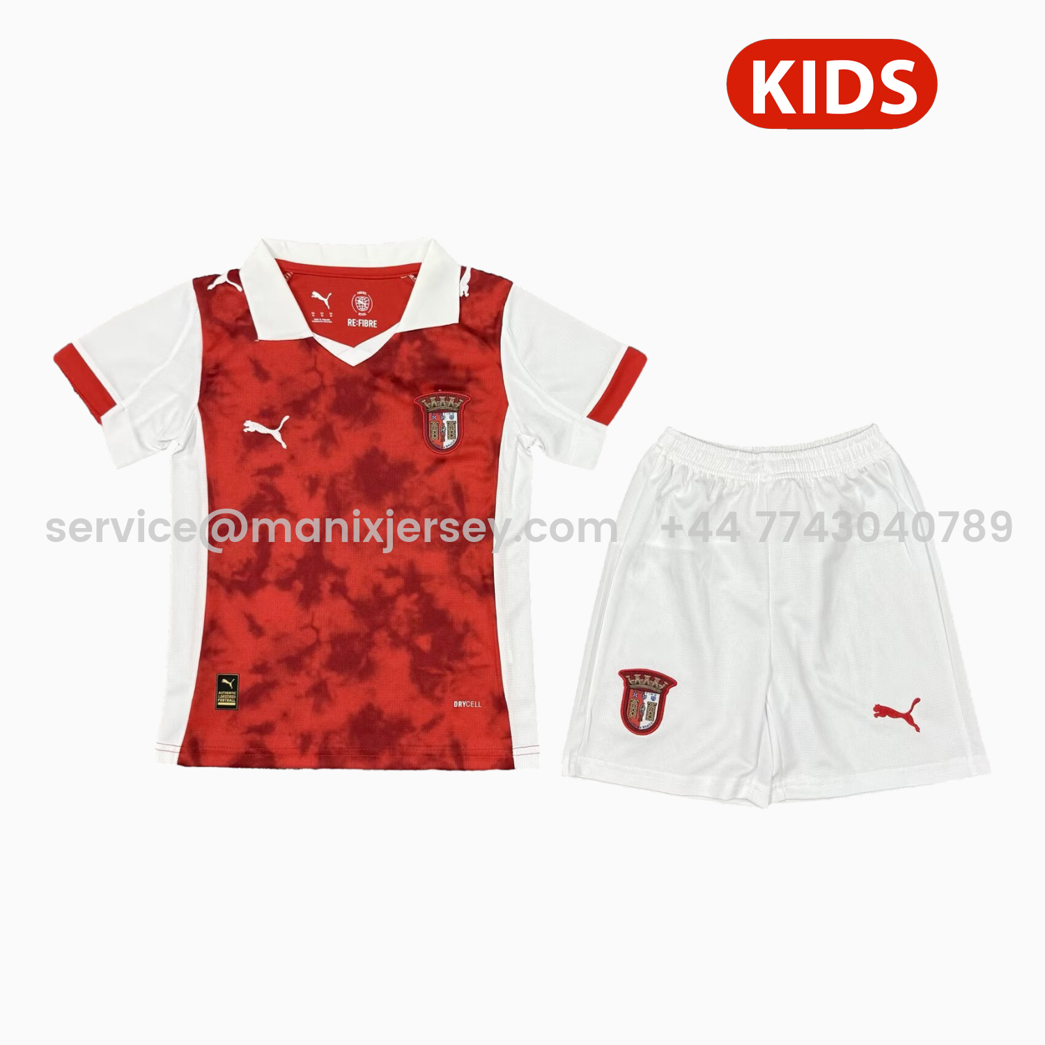 ManixJersey.com | SC Braga 25-26 Home Kids Kit -Customize Name, Number and Patch | Worldwide Shipping
