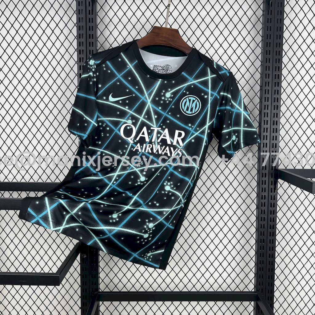 ManixJersey.com | Inter Milan 25-26 Black Blue Pre-Match Training Jersey - Fans Version -Customize Name, Number and Patch | Worldwide Shipping