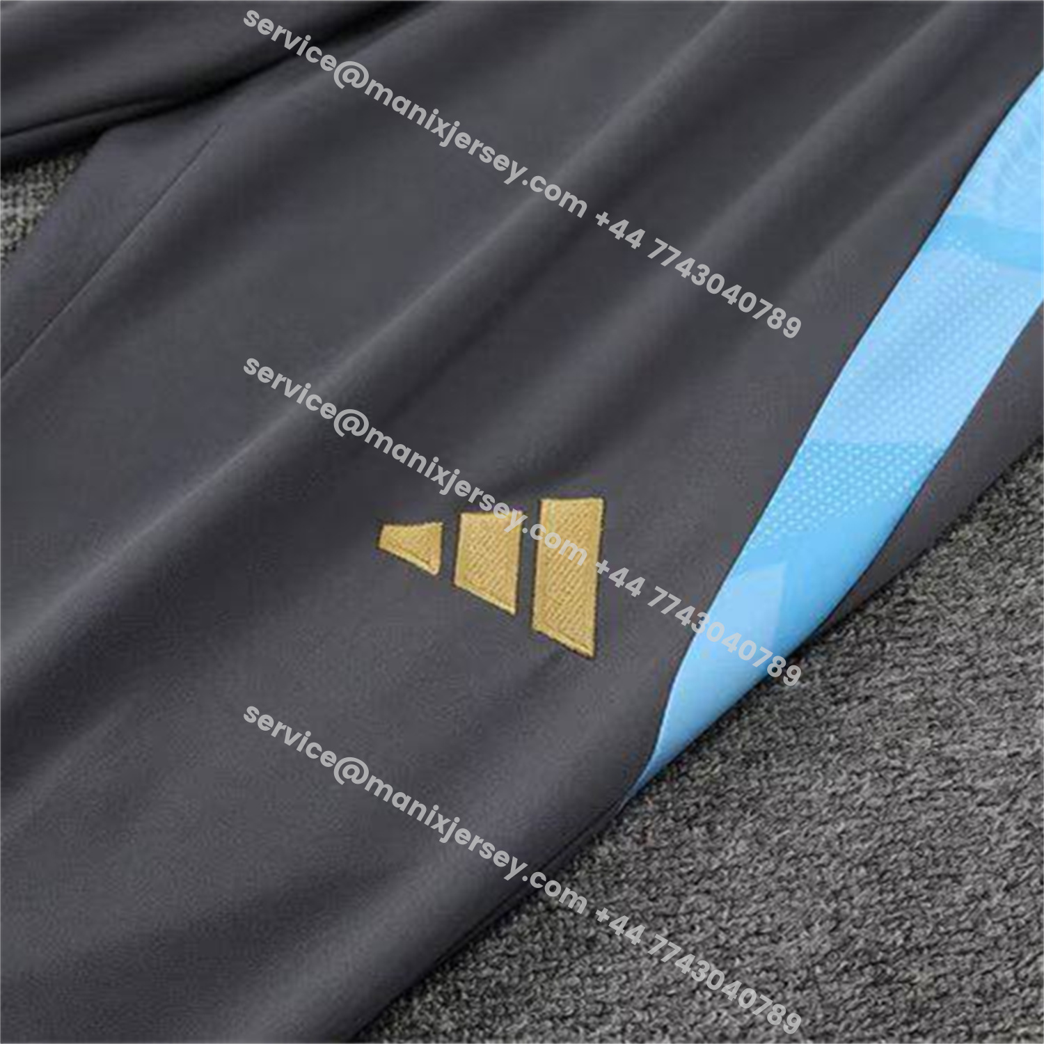 ManixJersey.com | Argentina 25-26 Kids Long Sleeve Training Set - Gold Top and Grey Pants -Customize Name, Number and Patch | Worldwide Shipping