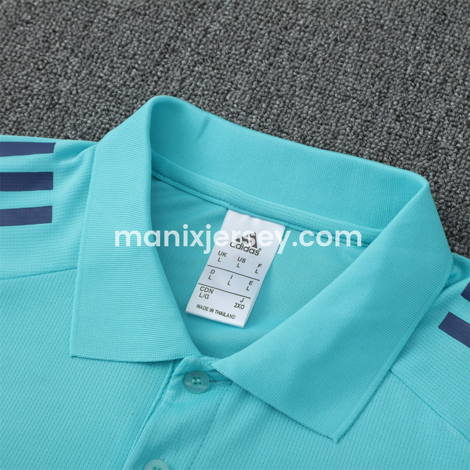ManixJersey.com | Arsenal 25-26 POLO Short-Sleeve Training Set - Cyan Top and Deep Blue Pants -Customize Name, Number and Patch | Worldwide Shipping