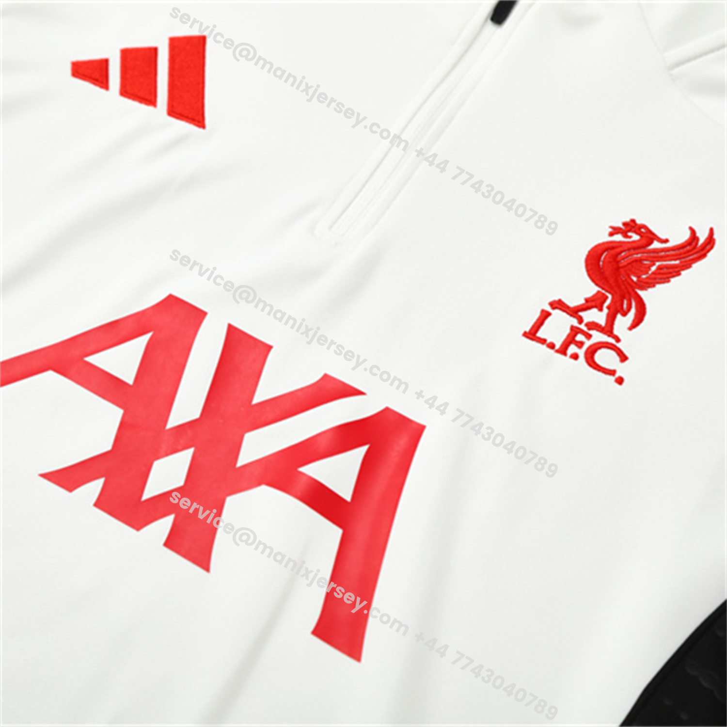ManixJersey.com | Liver.pool 25-26 Kids Long Sleeve Training Set - White Top & Black Pants -Customize Name, Number and Patch | Worldwide Shipping