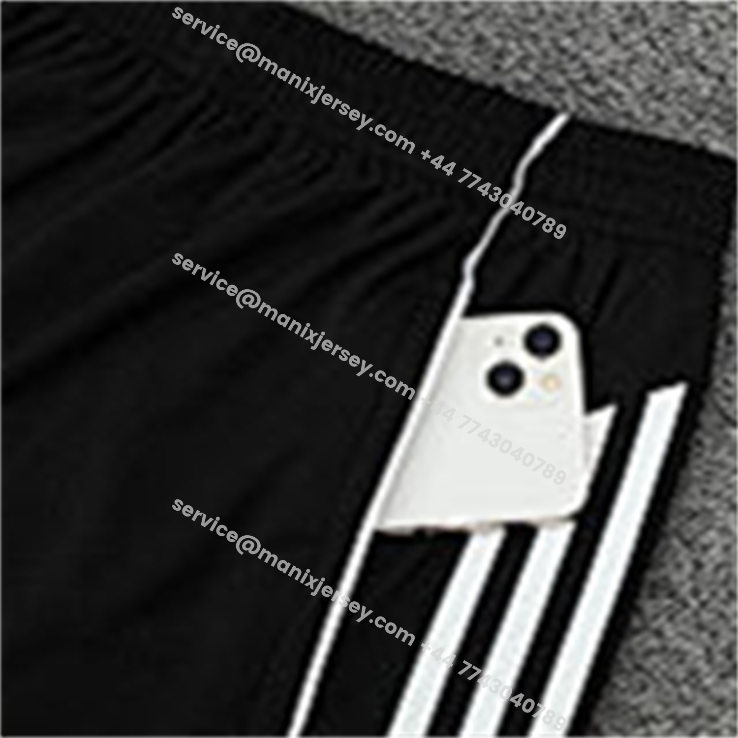 ManixJersey.com | INT M.A.M 25-26 Short-Sleeve Training Set - Light Grey Stripes Black Top & Black Shorts -Customize Name, Number and Patch | Worldwide Shipping