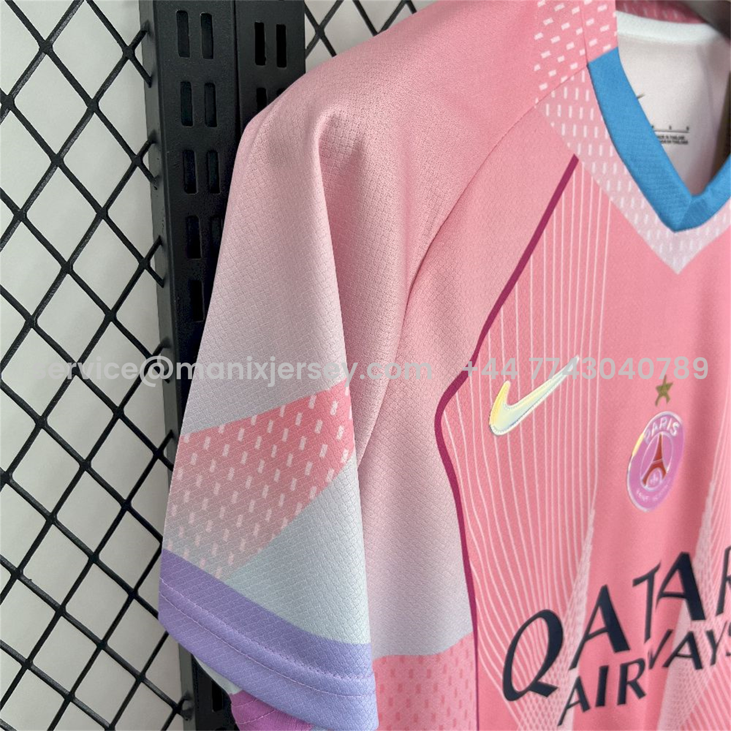 ManixJersey.com | Paris Saint-Germain PSG 25-26 T90 White Lines Pink Gradient Special Jersey - Fans Version -Customize Name, Number and Patch | Worldwide Shipping