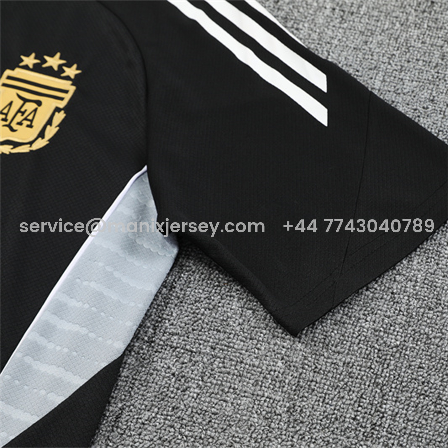 ManixJersey.com | Argentina 25-26 Pre-Match Short-Sleeve Training Set - Black Top & Shorts -Customize Name, Number and Patch | Worldwide Shipping
