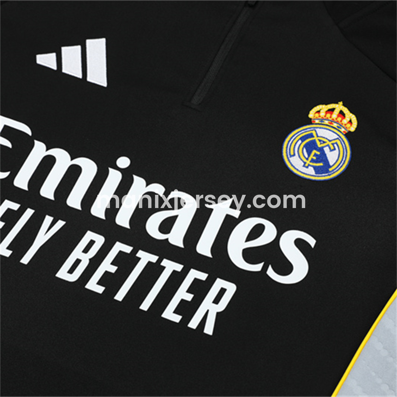 ManixJersey.com | Real Madrid 25-26 Long Sleeves Training Set - Black Top & Black Pants -Customize Name, Number and Patch | Worldwide Shipping