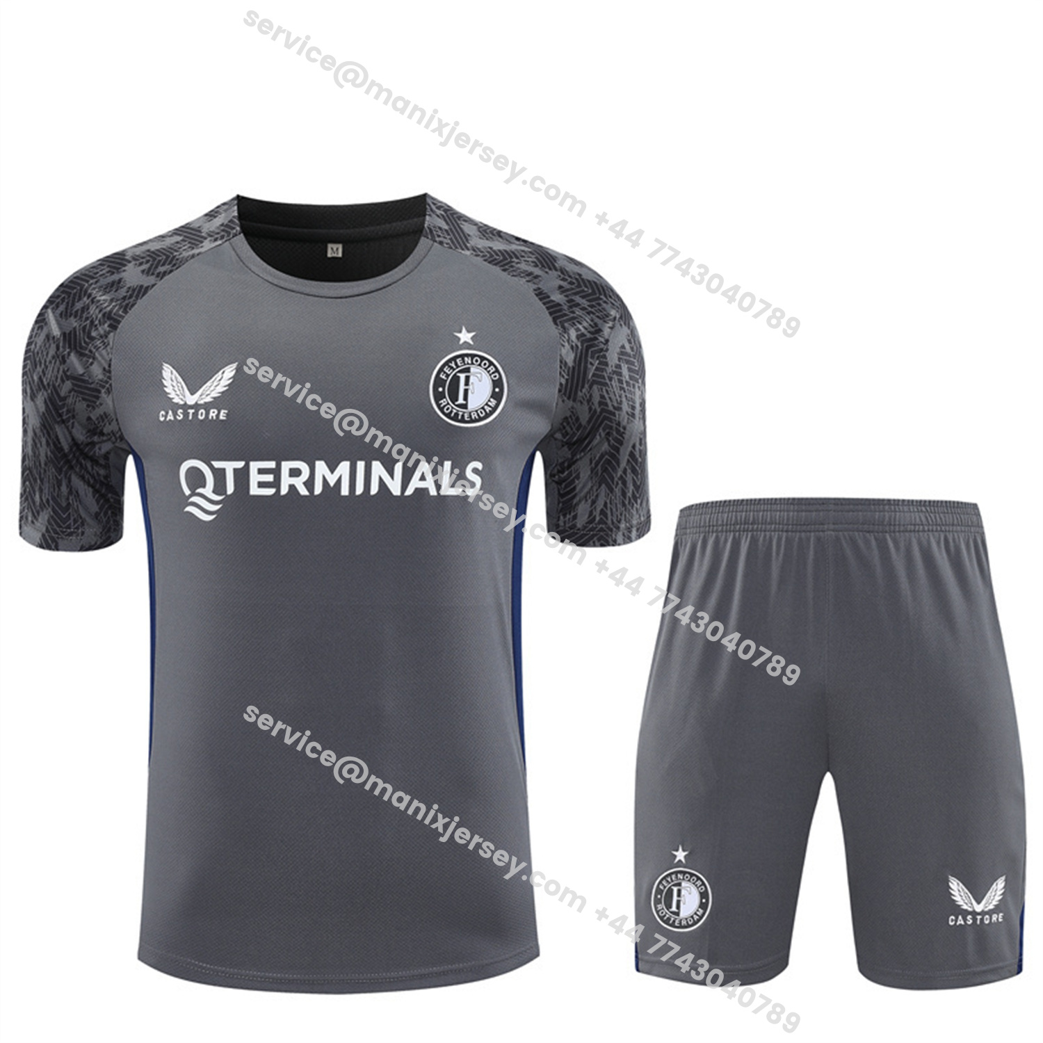 ManixJersey.com | Feyenoord 25-26 Short-Sleeve Training Set - Dark Gray Top & Dark Gray Shorts -Customize Name, Number and Patch | Worldwide Shipping