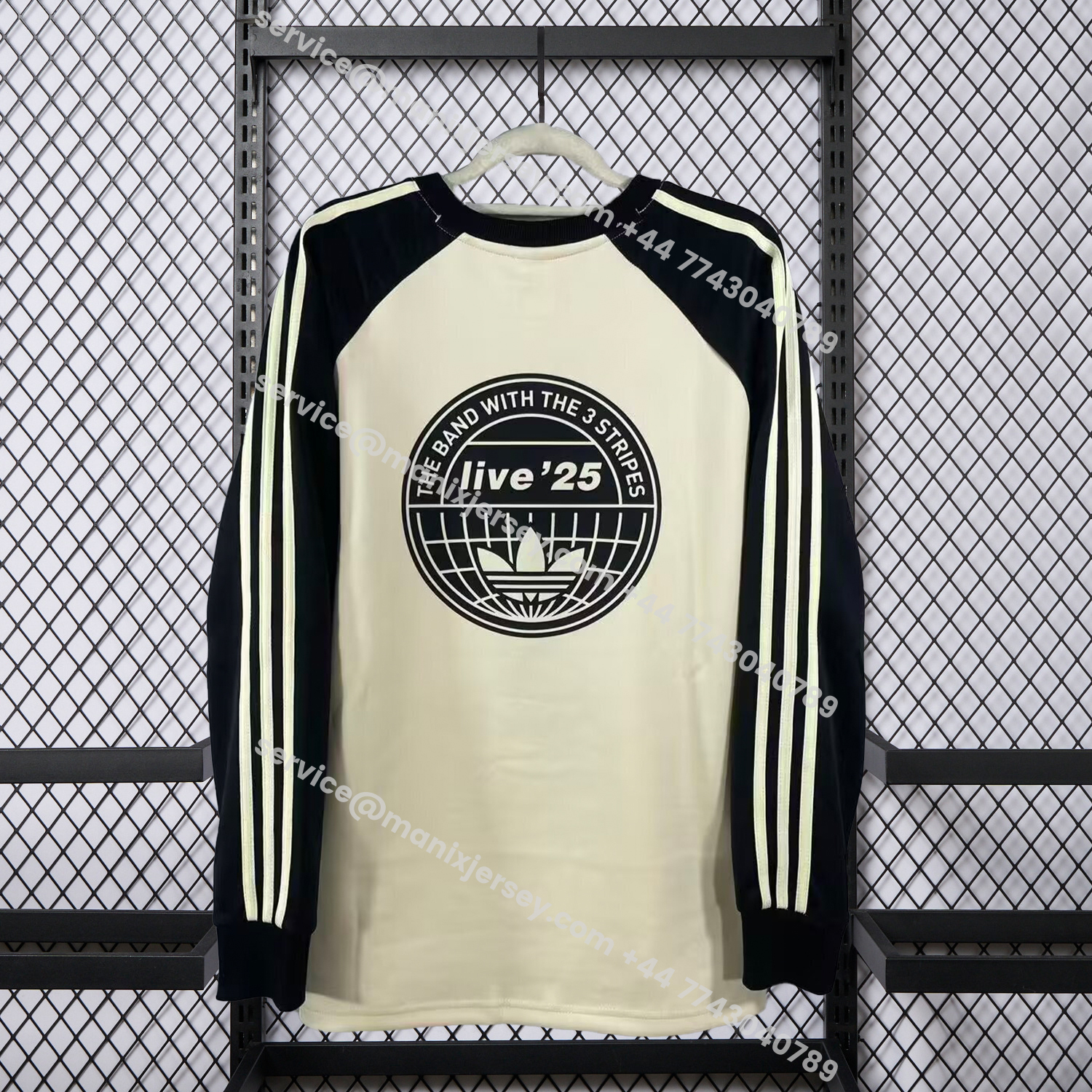 ManixJersey.com | Adidas 25-26 Oasis Originals Tour Cream Long Sleeves Jersey - Fans Version -Customize Name, Number and Patch | Worldwide Shipping