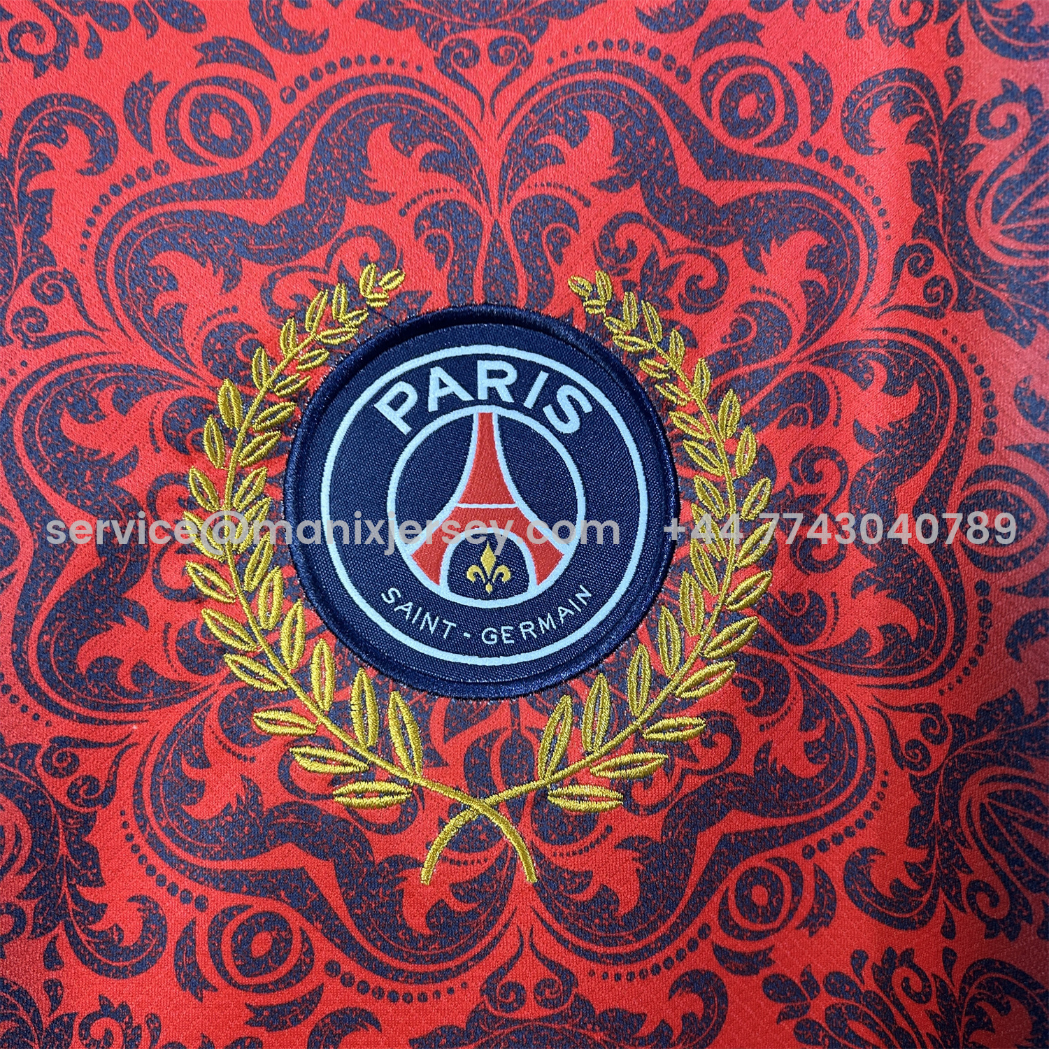 ManixJersey.com | Paris Saint-Germain PSG 25-26 Champions League Commemorative Edition Red Blue Flower Pattern T-shirts -Customize Name, Number and Patch | Worldwide Shipping