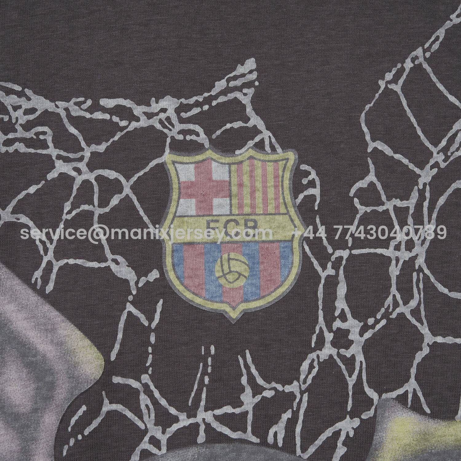 ManixJersey.com | Barcelona x Travis Scott 24-25 Football Eagle Pattern Dark Grey T-shirt -Customize Name, Number and Patch | Worldwide Shipping