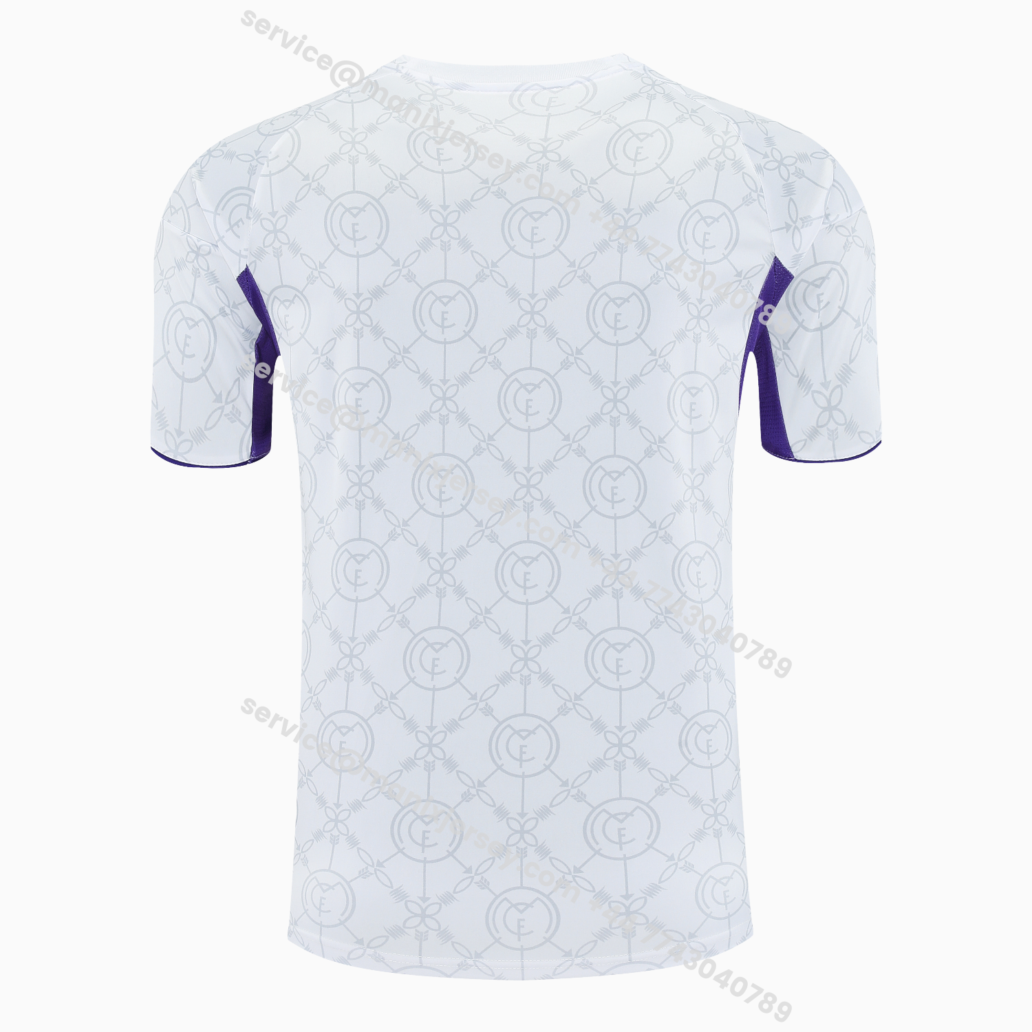 ManixJersey.com | Real Madrid 25-26 Short-Sleeve Training Set - Blue Edge White Top & Black Shorts -Customize Name, Number and Patch | Worldwide Shipping