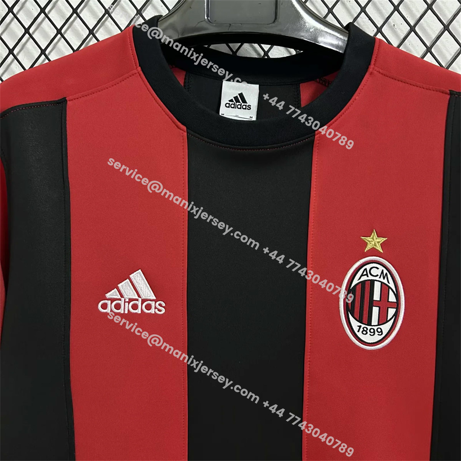 ManixJersey.com | AC Milan Red Black Stripes Unisex Pullover Hoodieullover Hoodie -Customize Name, Number and Patch | Worldwide Shipping