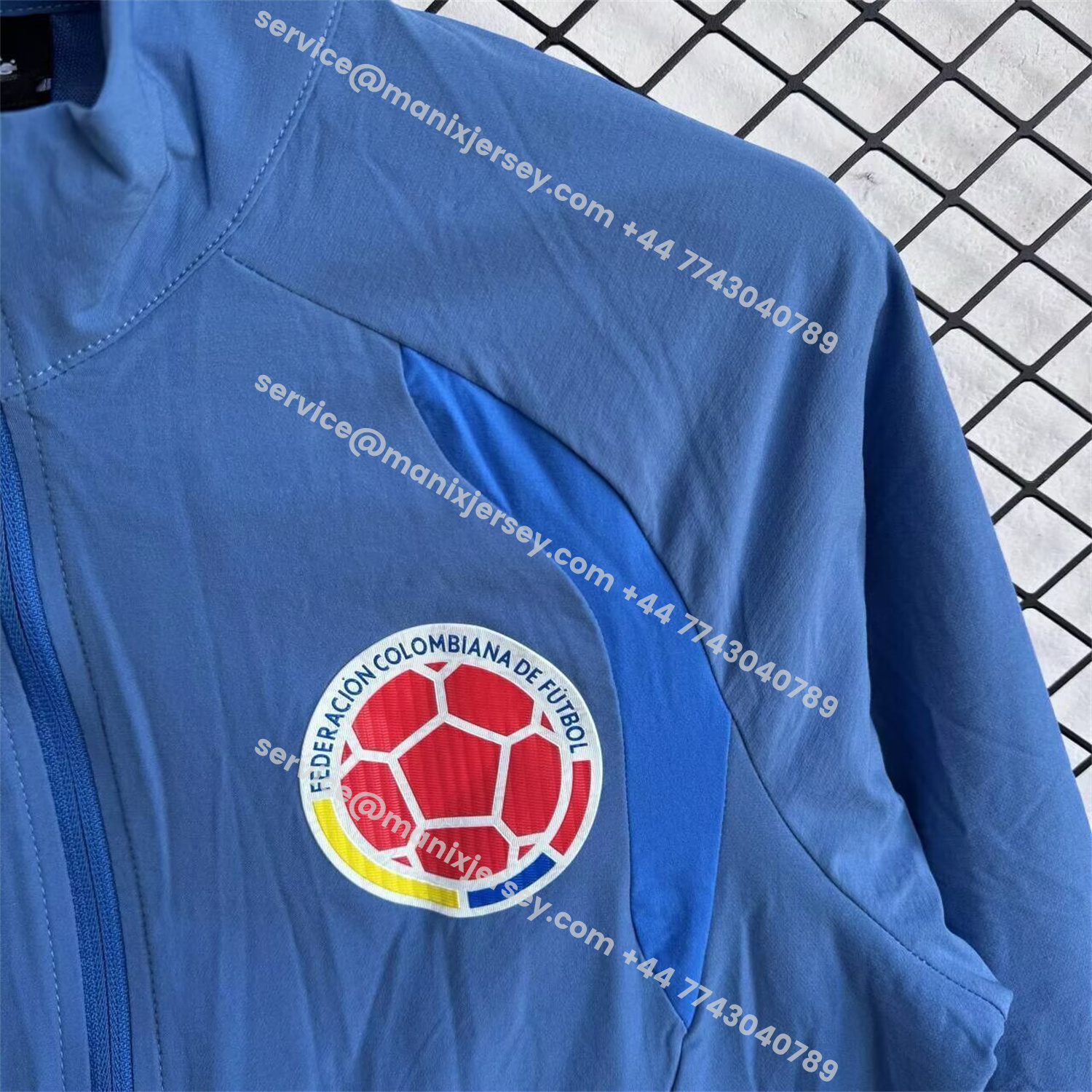 ManixJersey.com | Colombia 2026 Windbreaker Training Set - Ocean Blue Top and Pants -Customize Name, Number and Patch | Worldwide Shipping