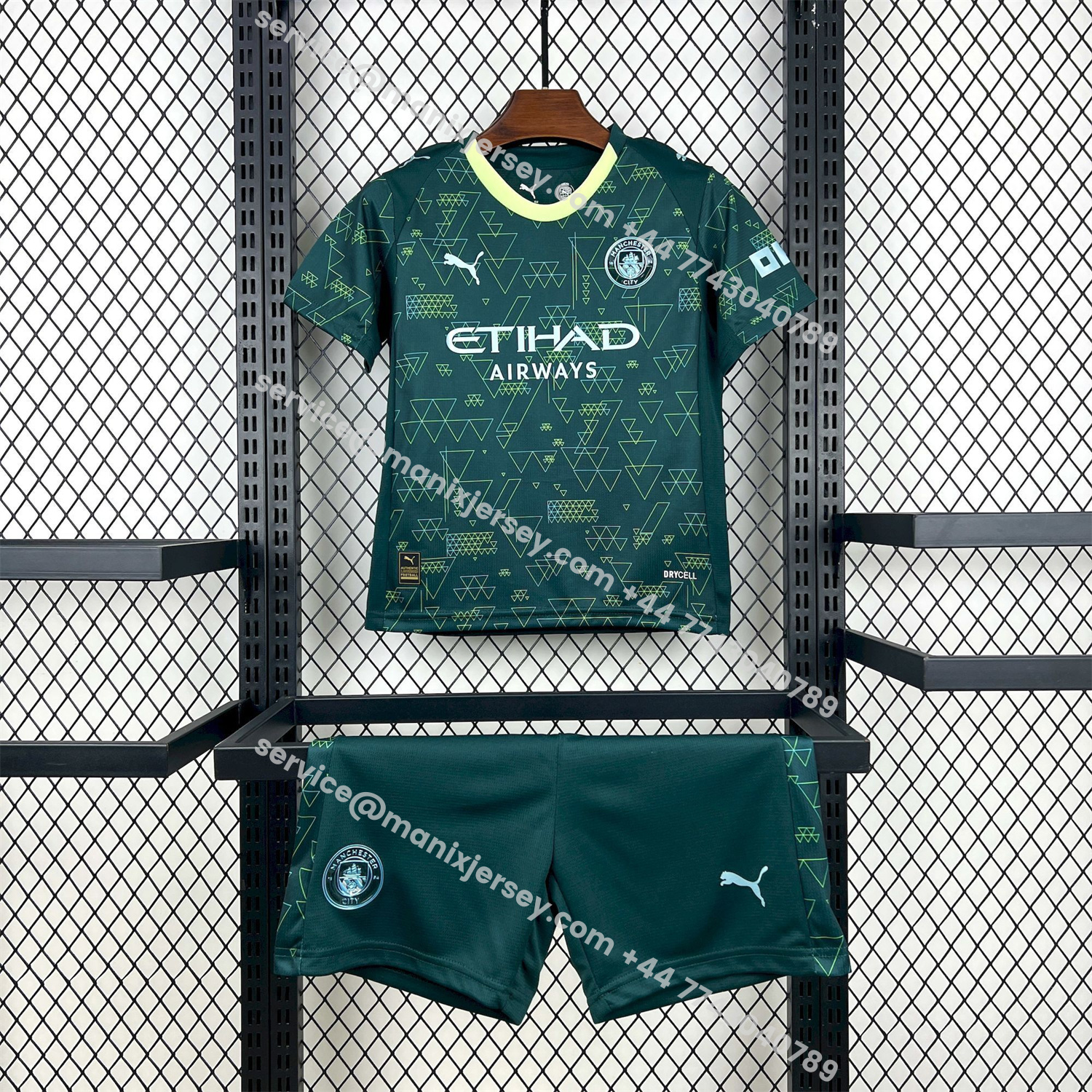 ManixJersey.com | Manchester City 25-26 Fourth Green Kids Kit -Customize Name, Number and Patch | Worldwide Shipping