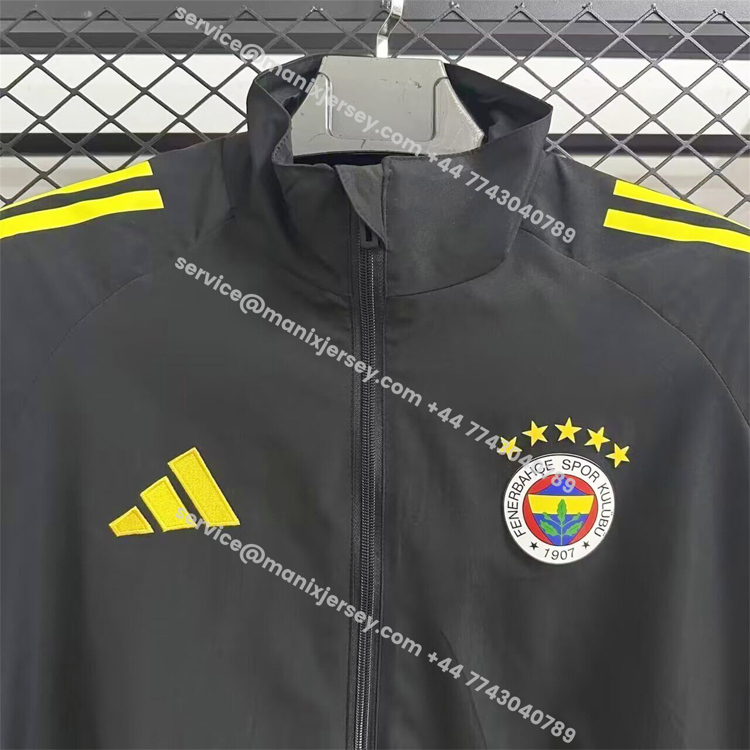 ManixJersey.com | Fenerbahce 25-26 Windbreaker Jacket - Black -Customize Name, Number and Patch | Worldwide Shipping
