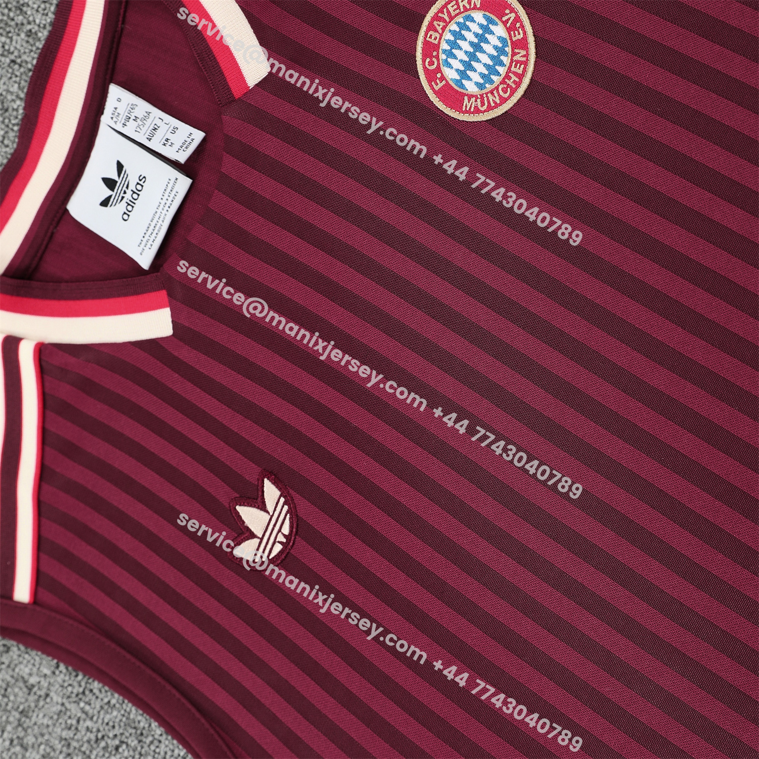 ManixJersey.com | Bayern Munich 25-26 Vest Training Set - Wine Red Lines Vest & Wine Red Lines Shorts -Customize Name, Number and Patch | Worldwide Shipping