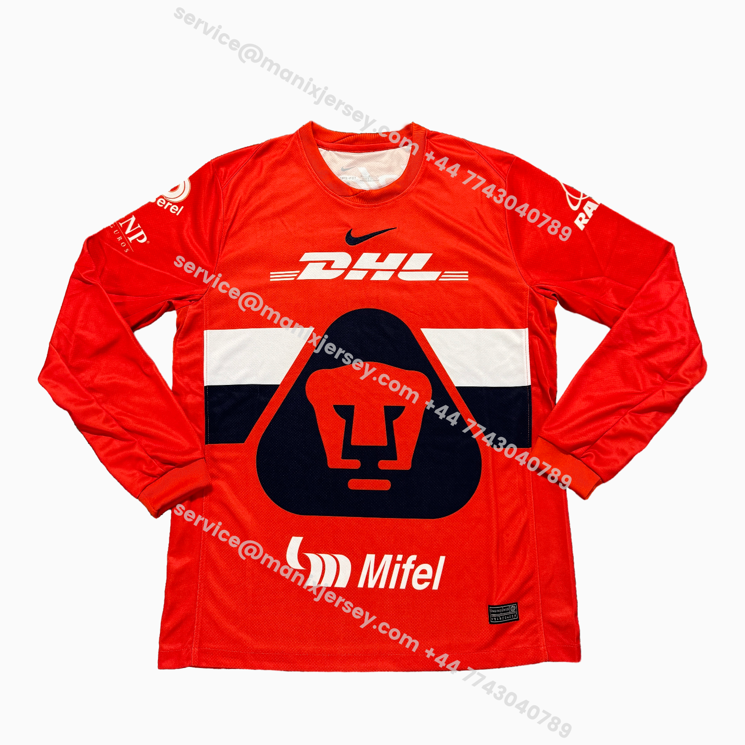 ManixJersey.com | Pumas UNAM 25-26 Orange Goalkeeper Long Sleeves Jersey - Fans Version -Customize Name, Number and Patch | Worldwide Shipping