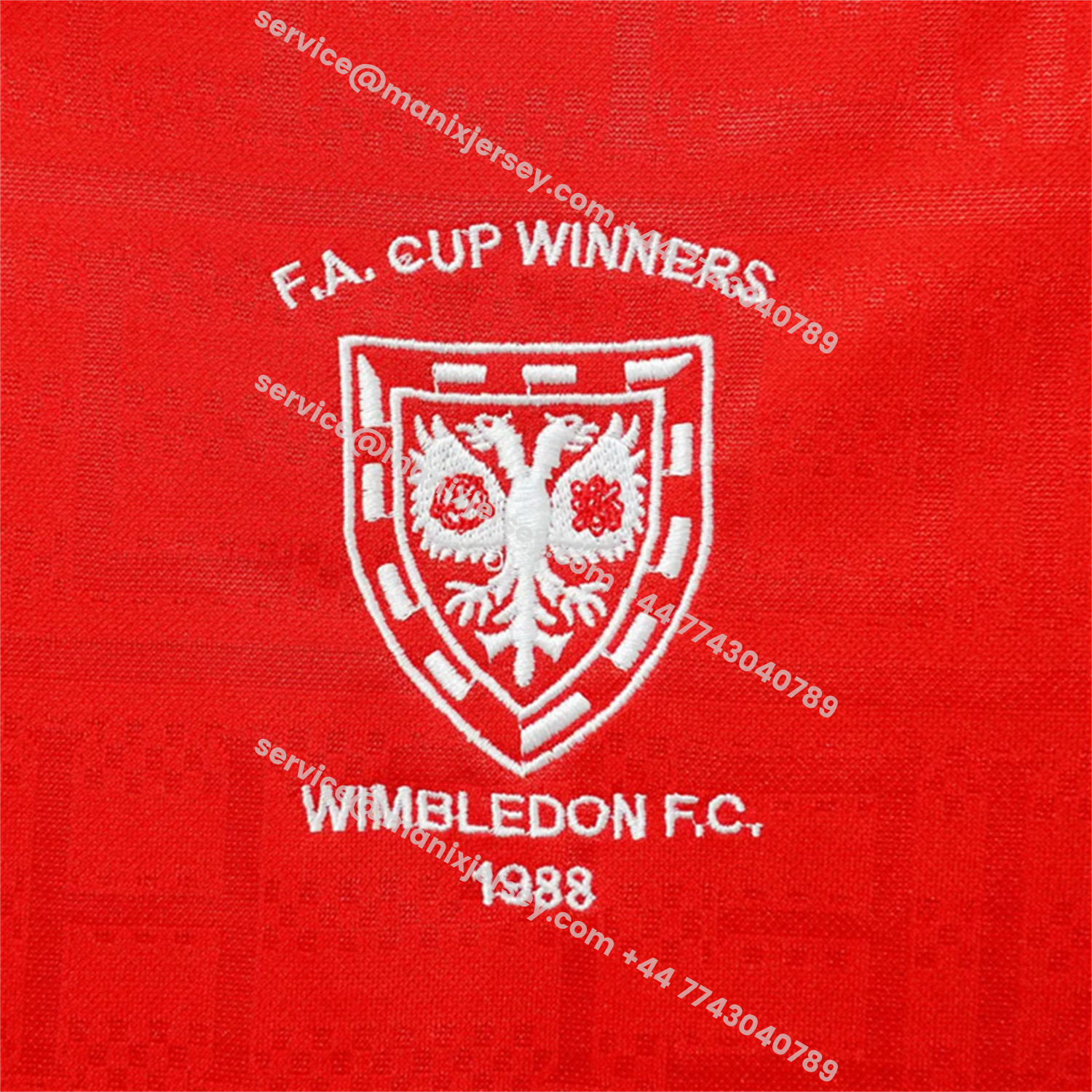 ManixJersey.com | Retro Wimbledon 1988-89 Away Red Jersey -Customize Name, Number and Patch | Worldwide Shipping