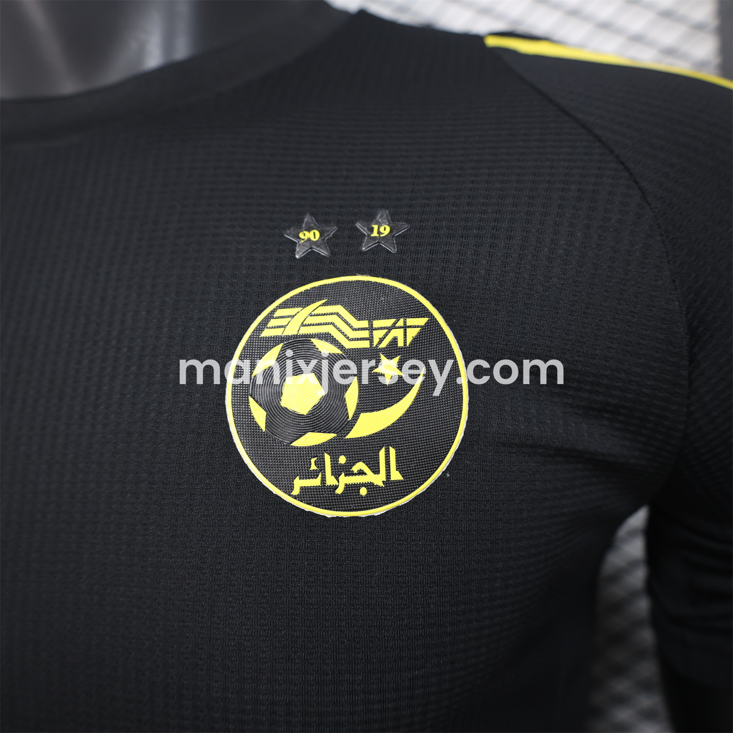 ManixJersey.com | Algeria 25-26 Pure Black Jersey with Yellow Line - Player Version -Customize Name, Number and Patch | Worldwide Shipping