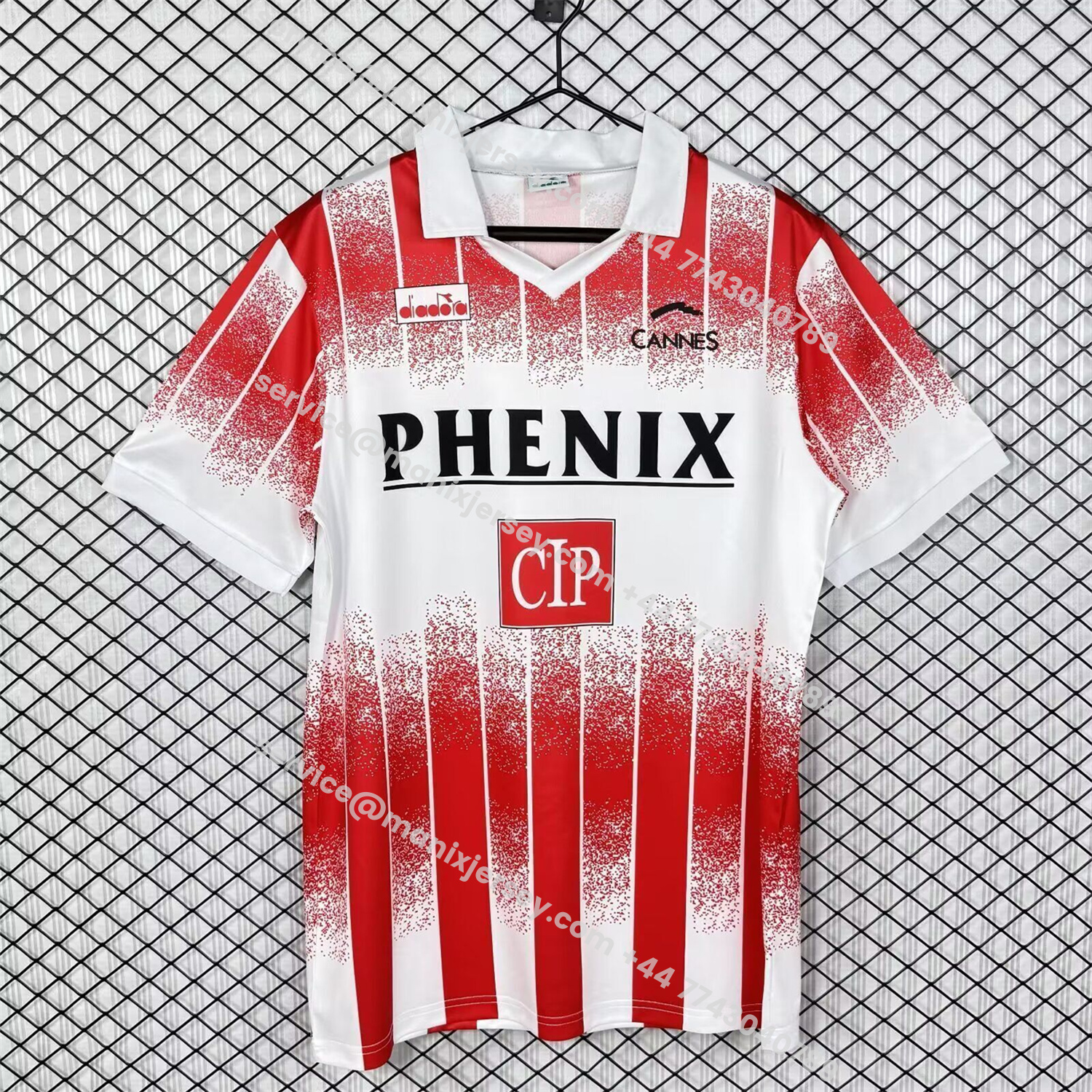 ManixJersey.com | Retro AS Cannes 1991-92 Home Jersey -Customize Name, Number and Patch | Worldwide Shipping