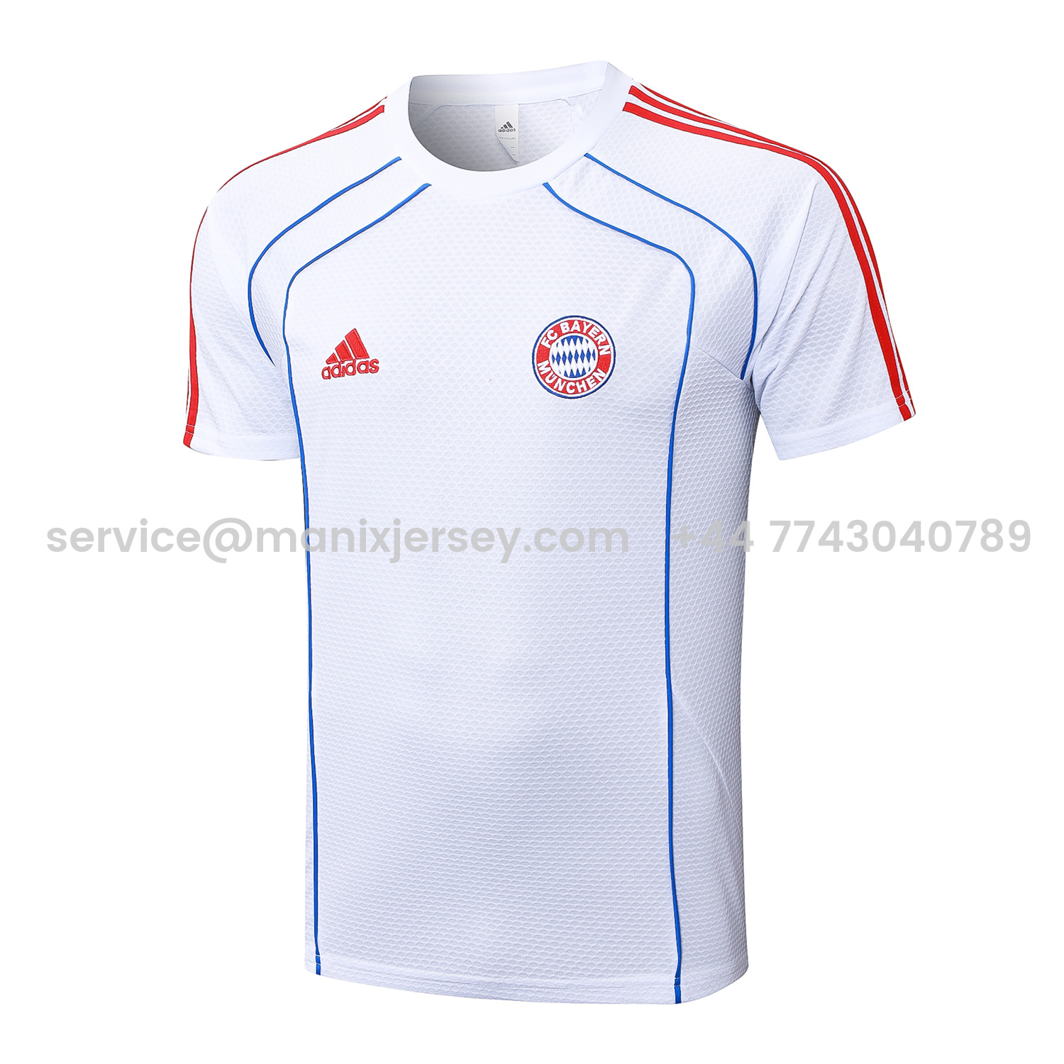 ManixJersey.com | Bayern Munich 25-26 Short-Sleeve Training Set - White Throwback Top & Grey Shorts -Customize Name, Number and Patch | Worldwide Shipping