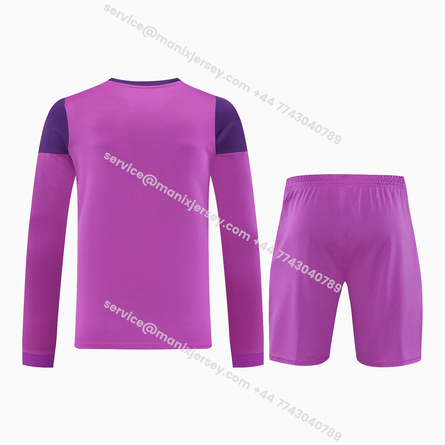 ManixJersey.com | Real Madrid 25-26 Longt-Sleeve Training Set - Purple Top & Purple Shorts -Customize Name, Number and Patch | Worldwide Shipping