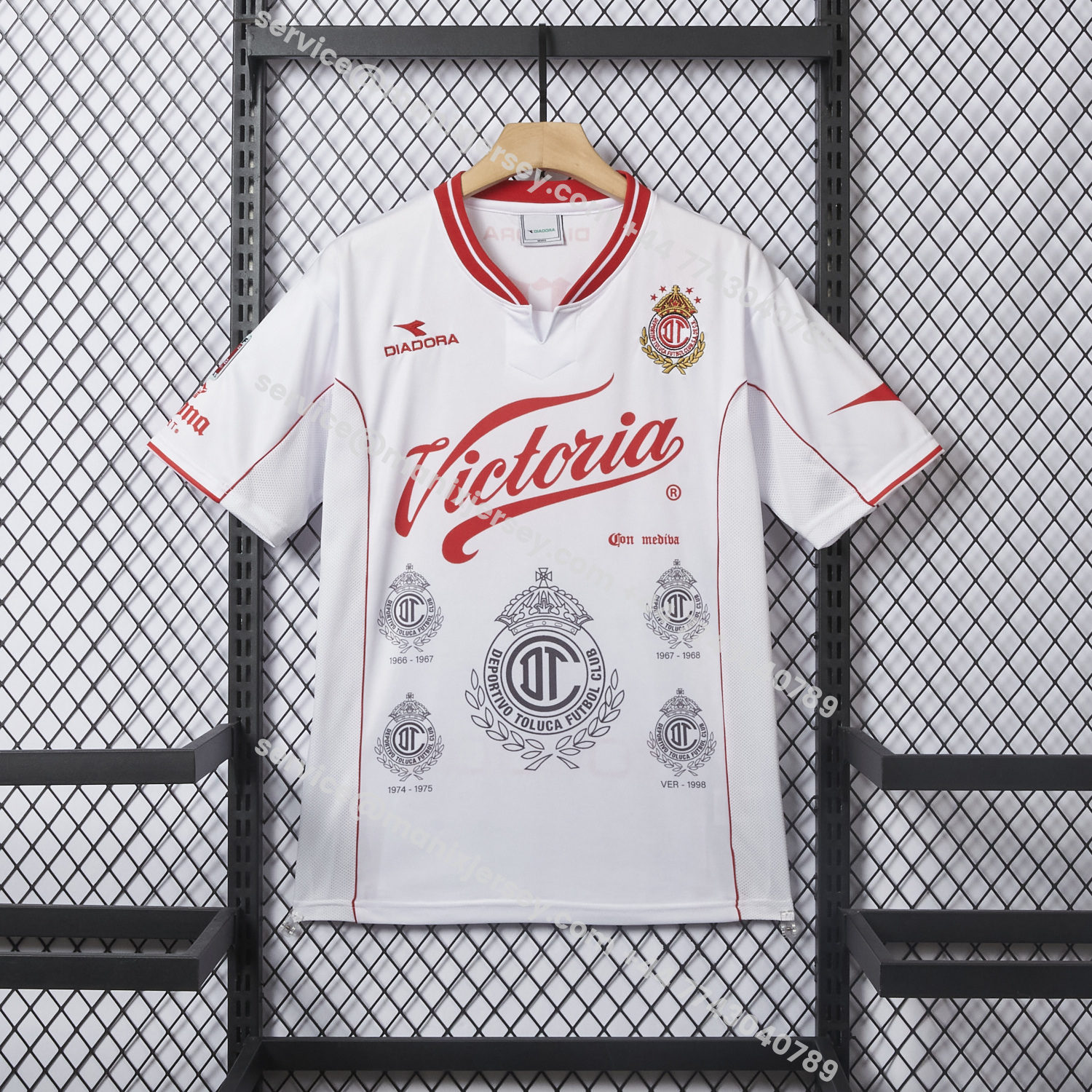 ManixJersey.com | Retro Toluca 1998-99 Away White Jersey -Customize Name, Number and Patch | Worldwide Shipping