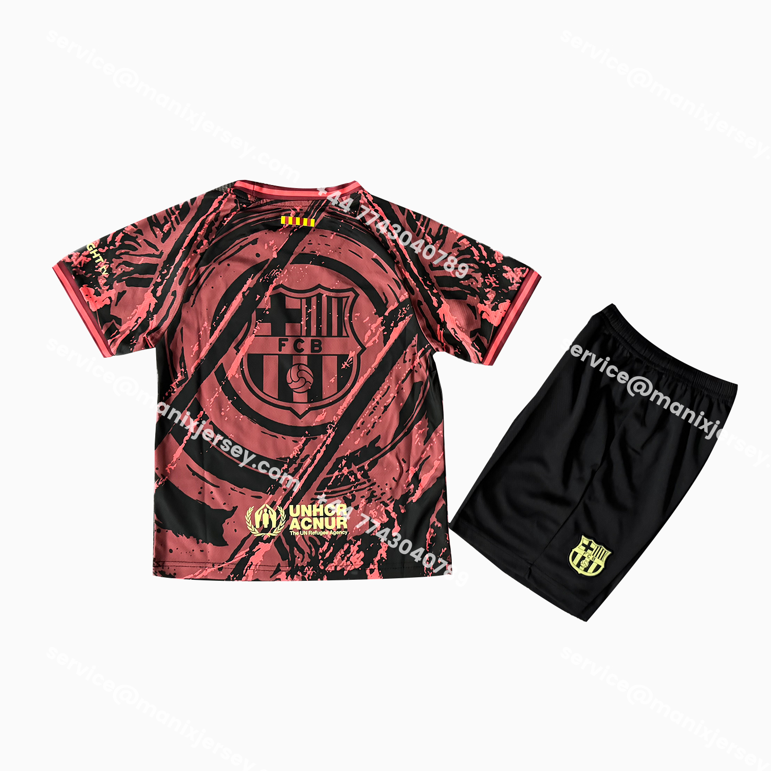 ManixJersey.com | Barcelona 25-26 Big Logo Red Black Special Kids Kit -Customize Name, Number and Patch | Worldwide Shipping