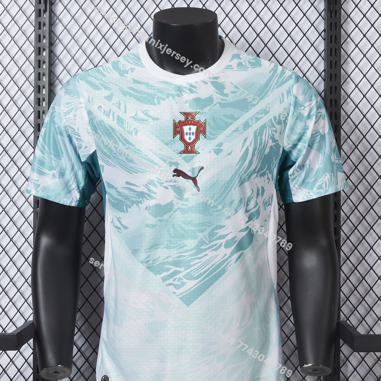 ManixJersey.com | Portugal 2026 Away White And Cyan Jersey - Player Version -Customize Name, Number and Patch | Worldwide Shipping