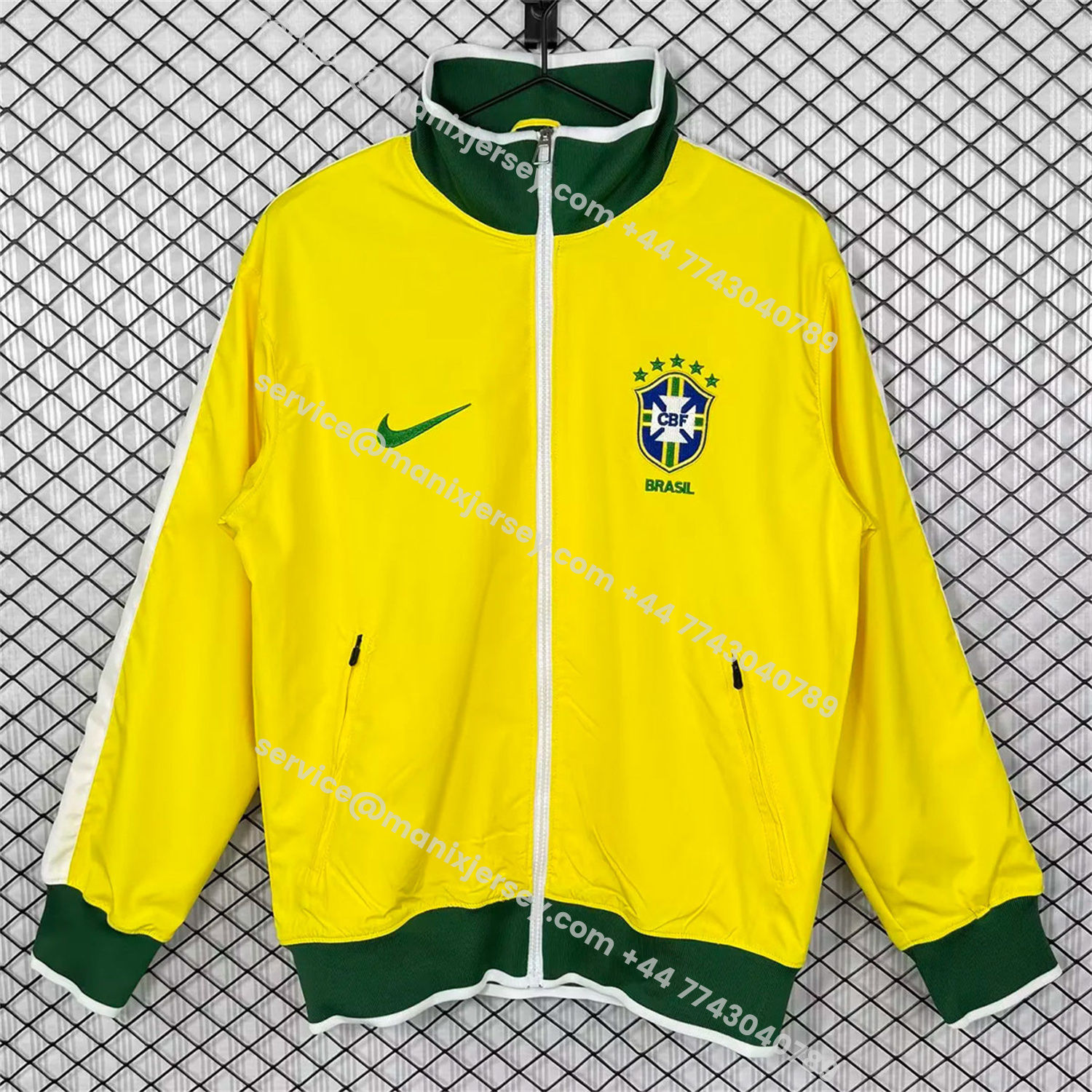 ManixJersey.com | Retro Brazil 2010 Home Yellow Windbreaker -Customize Name, Number and Patch | Worldwide Shipping