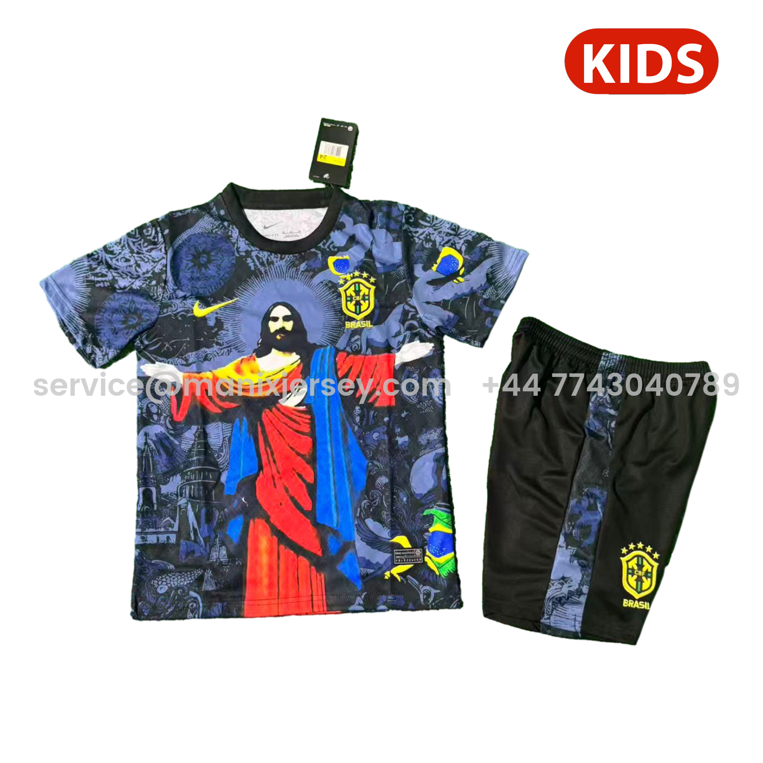 ManixJersey.com | Brazil 25-26 Red Jesus Purple Special Kids Kit -Customize Name, Number and Patch | Worldwide Shipping