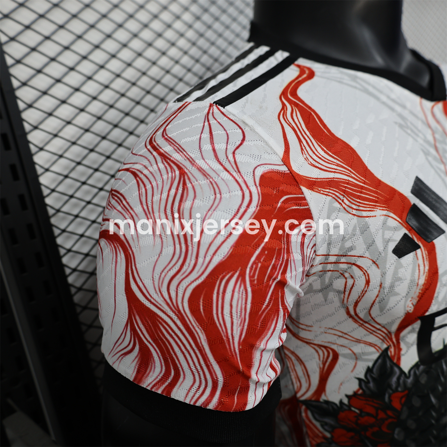 ManixJersey.com | Real Madrid 24-25 Black & Red Loong White Jersey - Player Version -Customize Name, Number and Patch | Worldwide Shipping