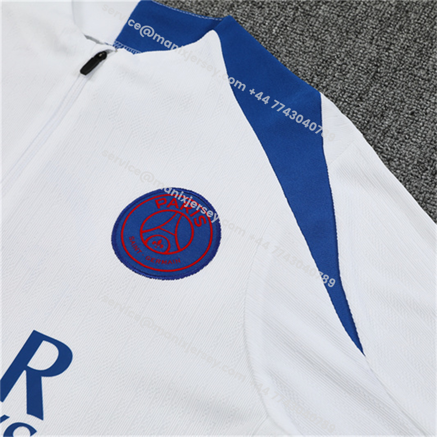 ManixJersey.com | Paris Saint-Germain PSG 25-26 Kids Long Sleeve Training Set - Player Version - White Top and Black Pants -Customize Name, Number and Patch | Worldwide Shipping