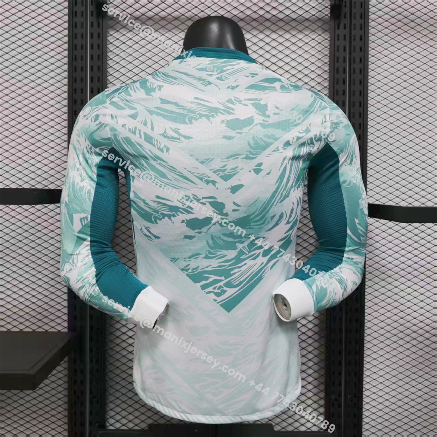 ManixJersey.com | Portugal 2026 Away White And Cyan Long Sleeves Jersey - Player Version -Customize Name, Number and Patch | Worldwide Shipping