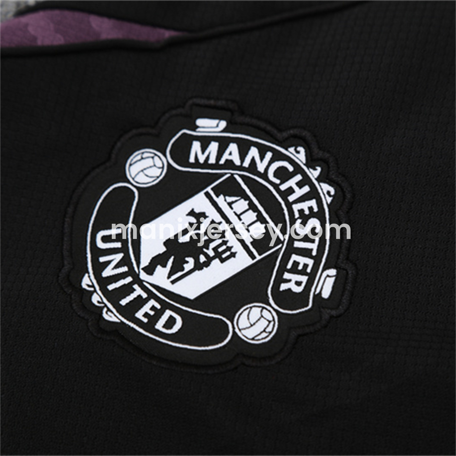 ManixJersey.com | Manchester United 25-26 Kids Short-Sleeve Training Set - Purple Top & Black shorts -Customize Name, Number and Patch | Worldwide Shipping