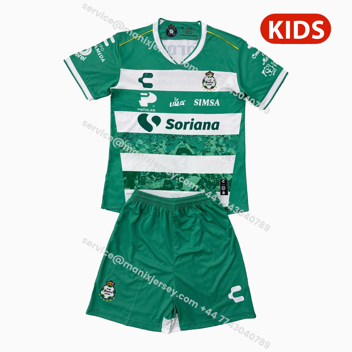 ManixJersey.com | Santos Laguna 25-26 Home Kids Kit -Customize Name, Number and Patch | Worldwide Shipping