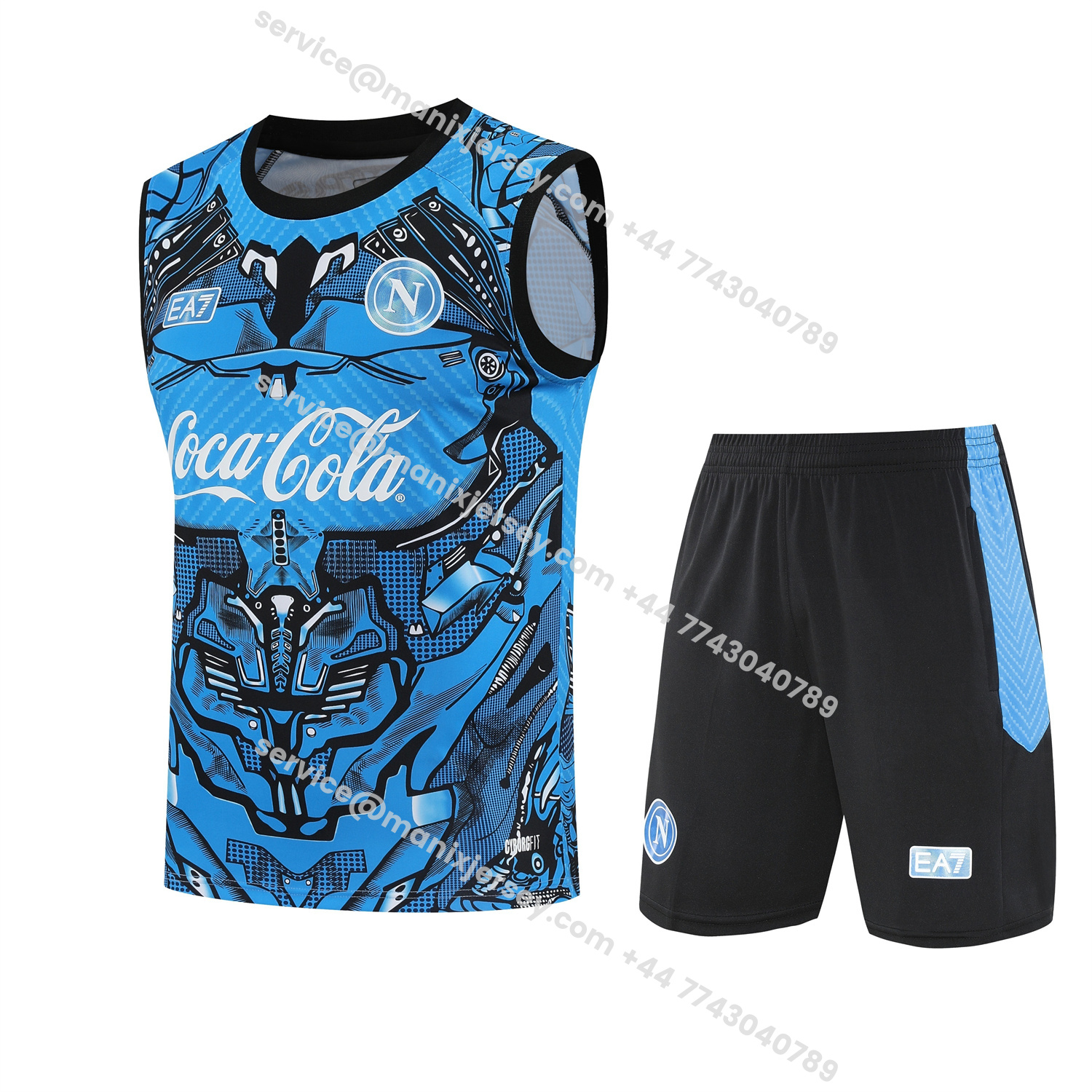 ManixJersey.com | Napoli 25-26 Vest Training Set - Blue Mecha Vest & Black Shorts -Customize Name, Number and Patch | Worldwide Shipping