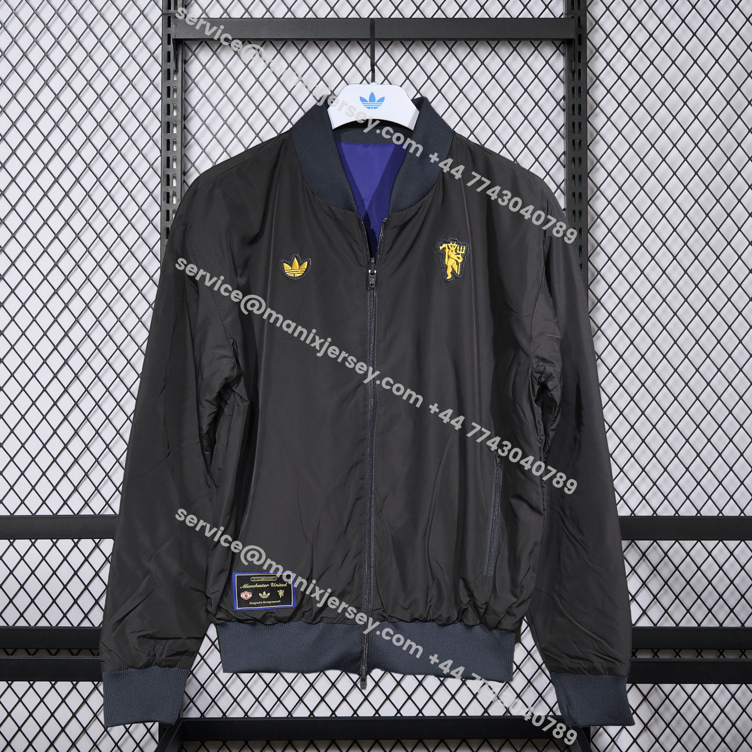 ManixJersey.com | Manchester United 25-26 Double Sided Reversible Windbreaker - Black & Purple -Customize Name, Number and Patch | Worldwide Shipping