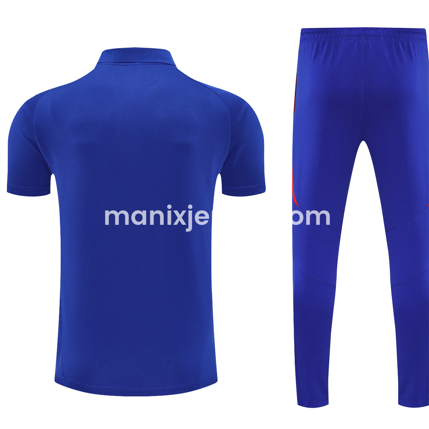ManixJersey.com | Spain 25-26 POLO Short-Sleeve Training Set - Royal Blue Top and Pants -Customize Name, Number and Patch | Worldwide Shipping