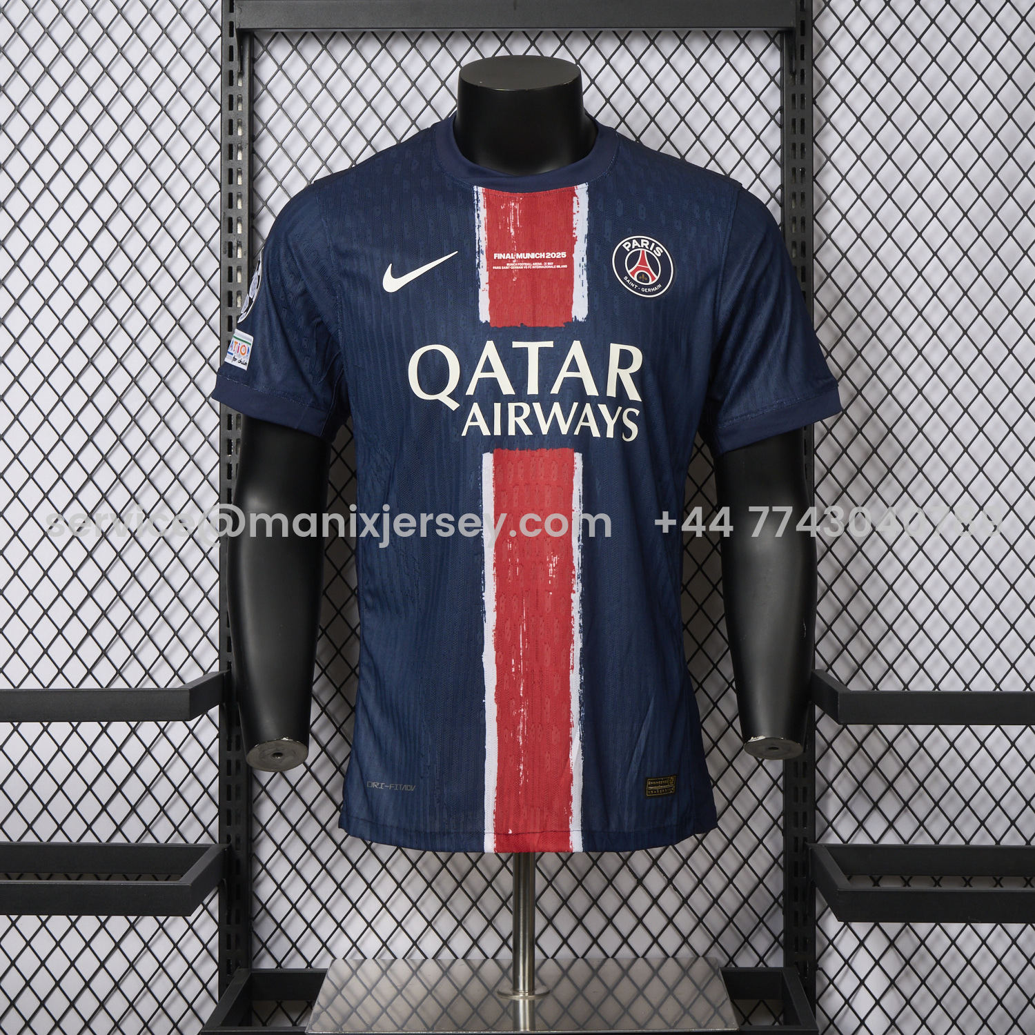 ManixJersey.com | Paris Saint-Germain PSG 24-25 Home Champions League Final Jersey - Player Version -Customize Name, Number and Patch | Worldwide Shipping