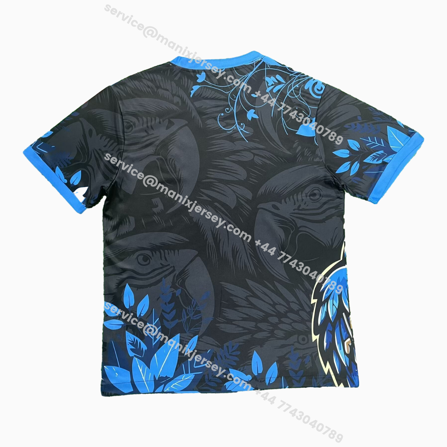 ManixJersey.com | Brazil 25-26 Serious Blue Parrot Black Jersey - Fans Version -Customize Name, Number and Patch | Worldwide Shipping