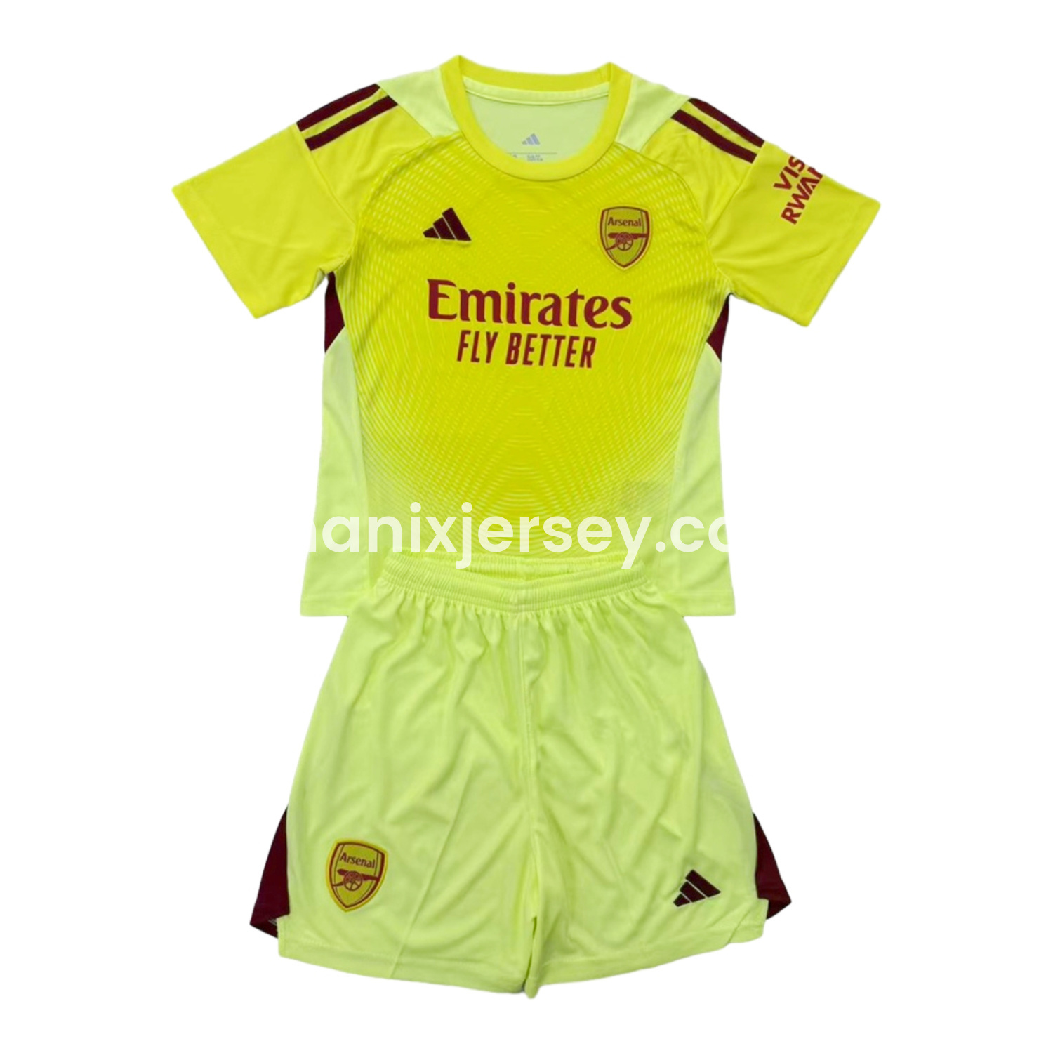 ManixJersey.com | Arsenal 25-26 Light Yellow Goalkeeper Men's Adult Jersey Set - Fans Version -Customize Name, Number and Patch | Worldwide Shipping
