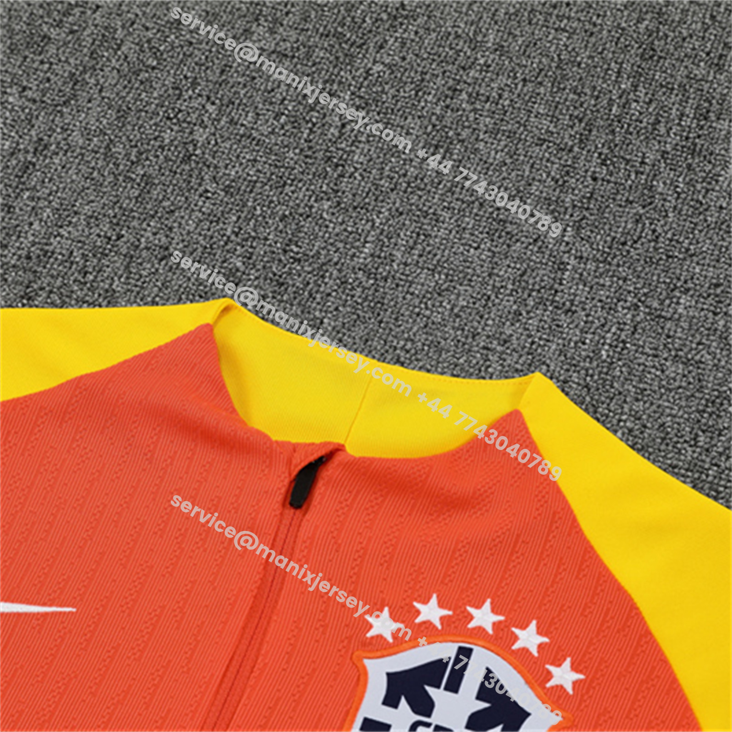ManixJersey.com | Brazil 25-26 Kids Long Sleeve Training Set - Player Version - Orange Top and Black Pants -Customize Name, Number and Patch | Worldwide Shipping