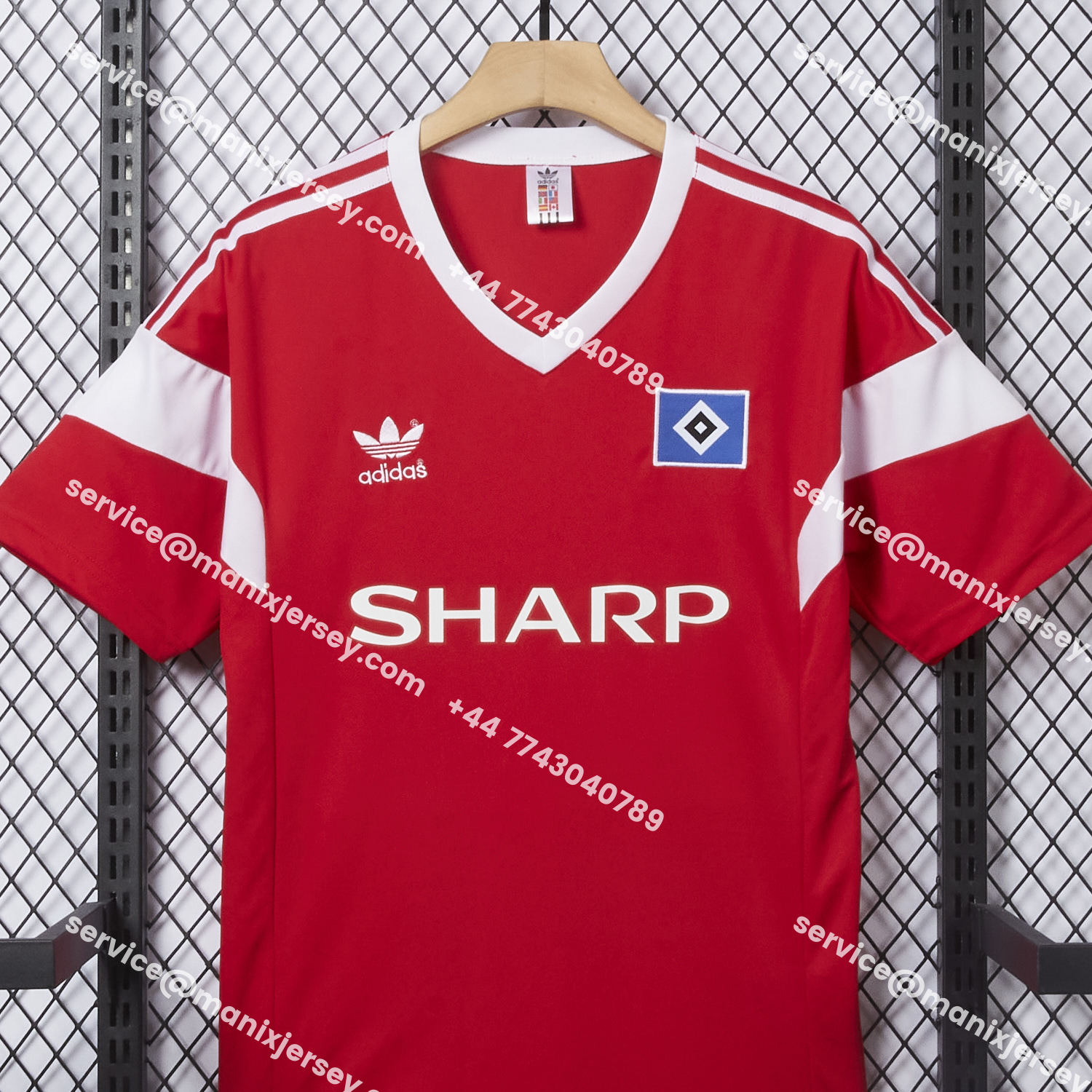 ManixJersey.com | Retro Hamburger SV 1988 Away Red Jersey -Customize Name, Number and Patch | Worldwide Shipping
