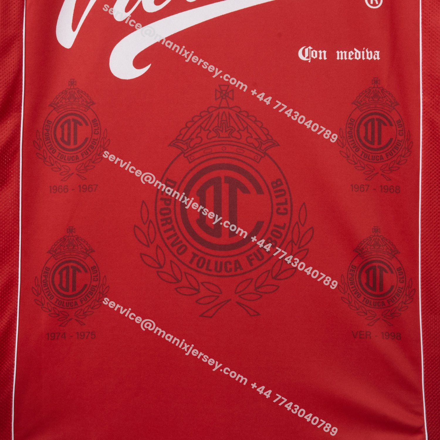 ManixJersey.com | Retro Toluca 1998-99 Home Red Jersey -Customize Name, Number and Patch | Worldwide Shipping