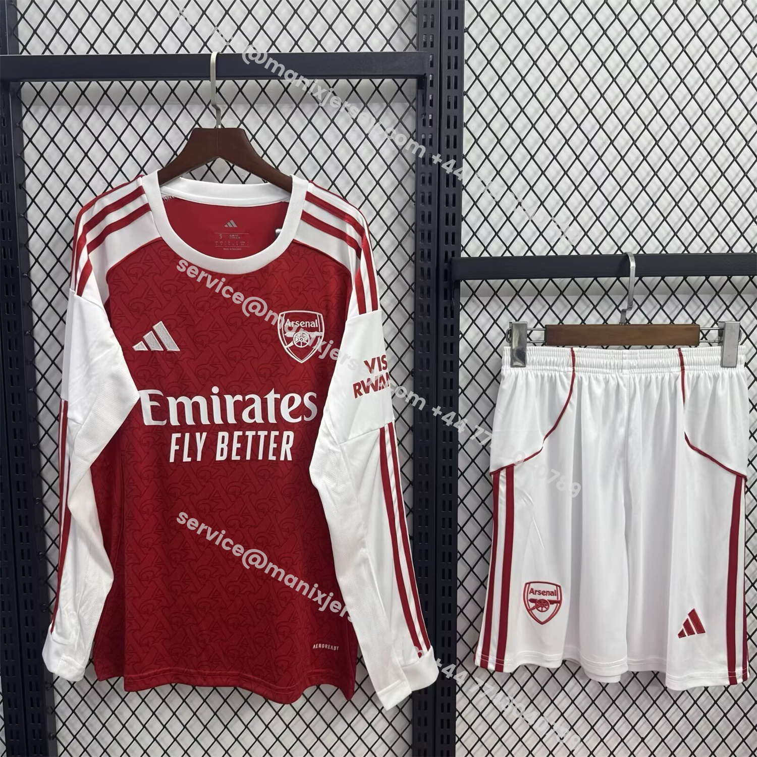 ManixJersey.com | Arsenal 25-26 Home Long Sleeves Kids Kit -Customize Name, Number and Patch | Worldwide Shipping