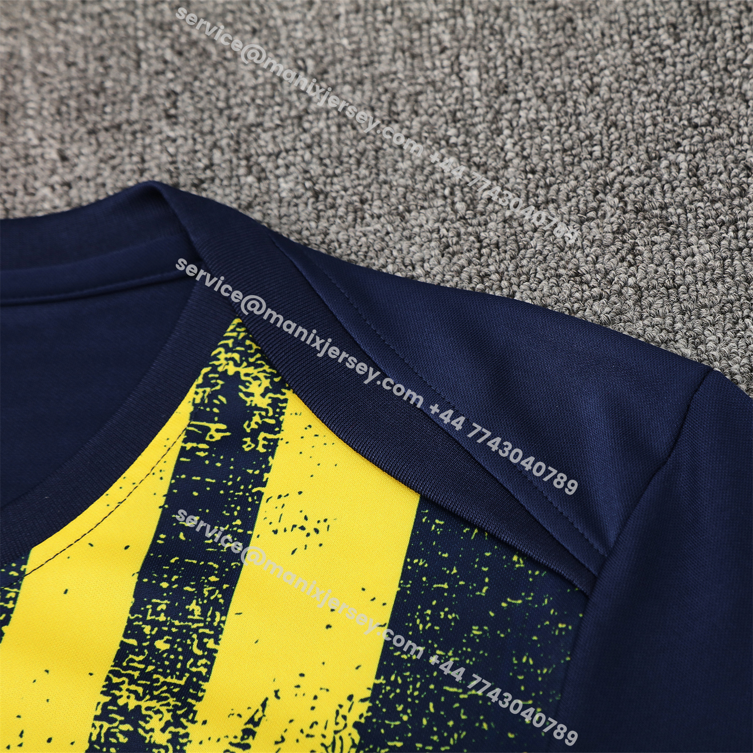 ManixJersey.com | Atletico Madrid Short-Sleeve Training Set - Blue Yellow Top & Blue Shorts -Customize Name, Number and Patch | Worldwide Shipping